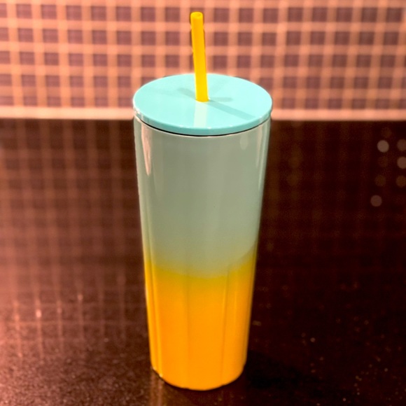 NWT💙💛Starbucks Summer 2021 Blue & Yellow Puffy Stainless S. Venti Tumbler & 🎁 - Picture 3 of 4